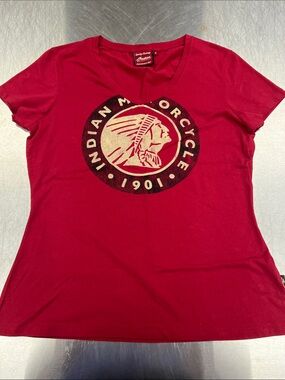 Indian Motorcycle Women's Red Short Sleeve Logo Tee